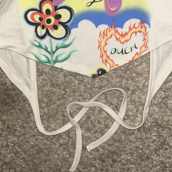 “Cry Baby” Graphic Print Backless Top with Ties - Picture 3 of 5